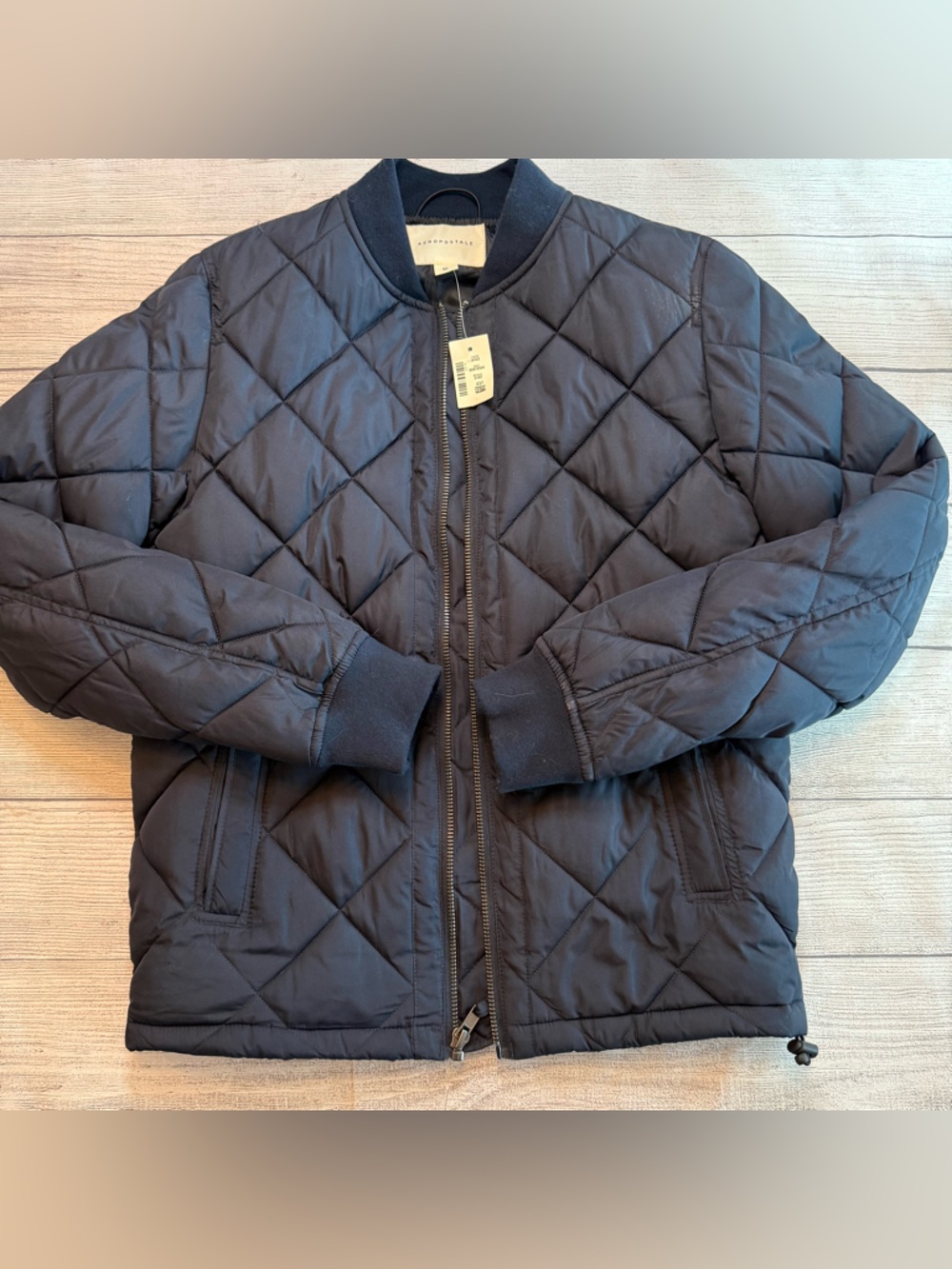 Aeropostale Quilted Bomber Jacket - Navy